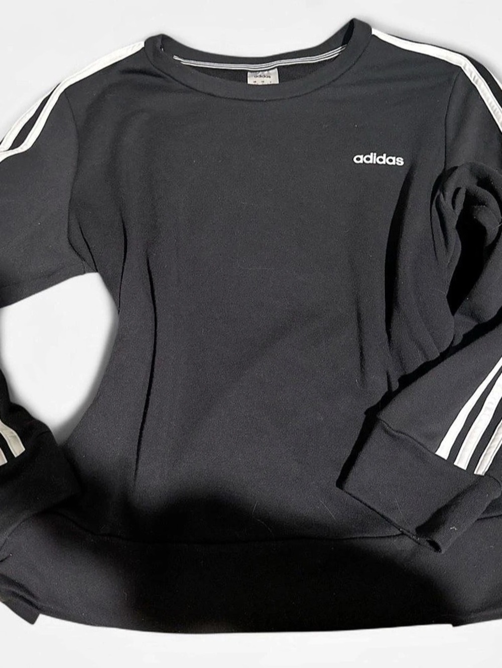 adidas Essentials 3-Stripes Fleece Sweatshirt Black & White Large